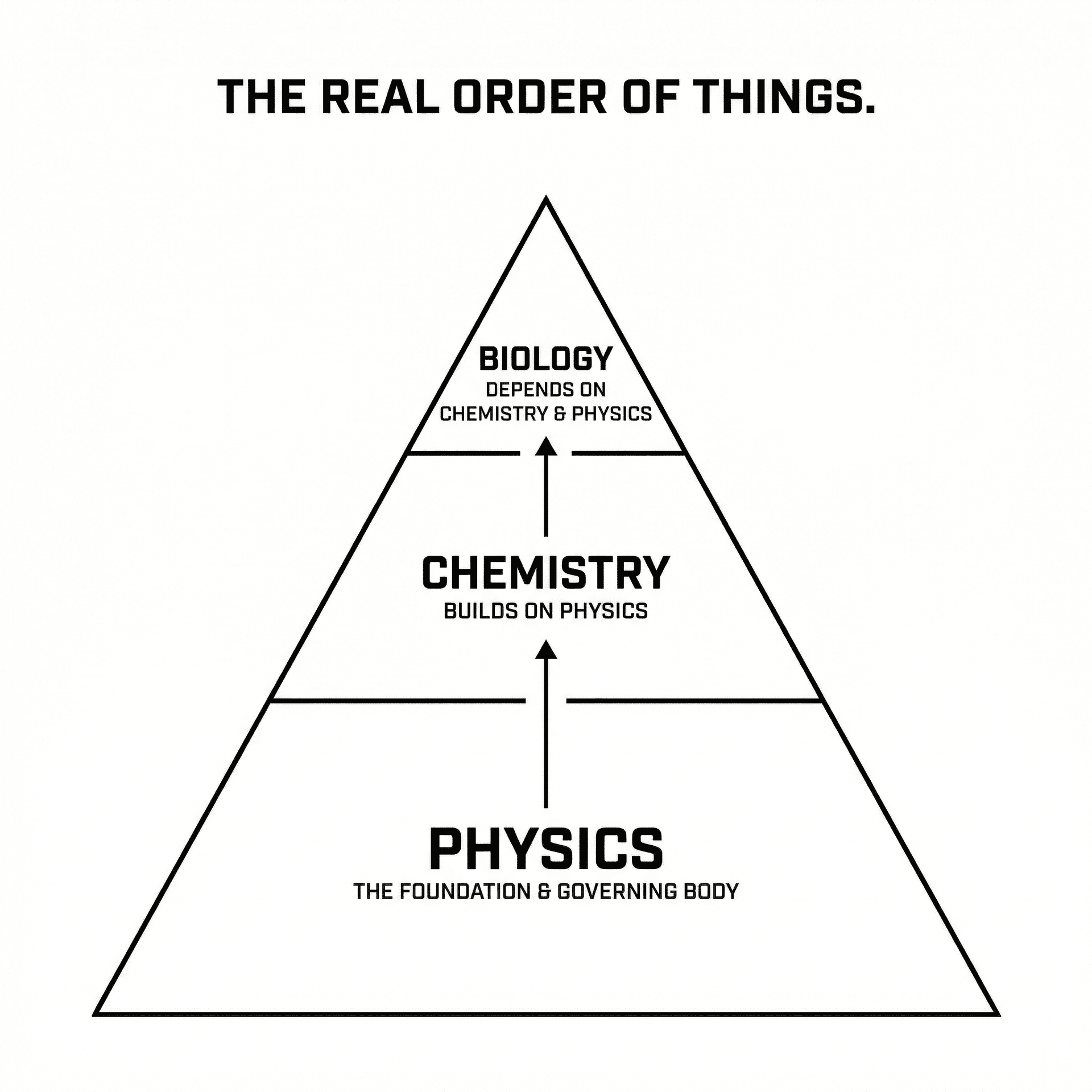 The real order of things: physics is the foundation chemistry and biology build on.